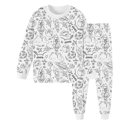 🛏️ WEIHNACHTSVERKAUF 60% RABATT! ✨ Selbermach-Cartoon-Pyjamas für Kinder - Waschbarer Stoff mit 10 Ungiftigen Stiften für Kreativen Spaß 🎨👧