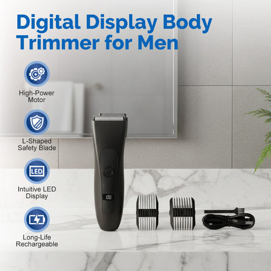 💈50% RABATT NU! ✨ Digitaler Körpertrimmer für Männer – LCD-Anzeige, Wasserdicht & Inklusive 6 Aufsätzen 📱⚡